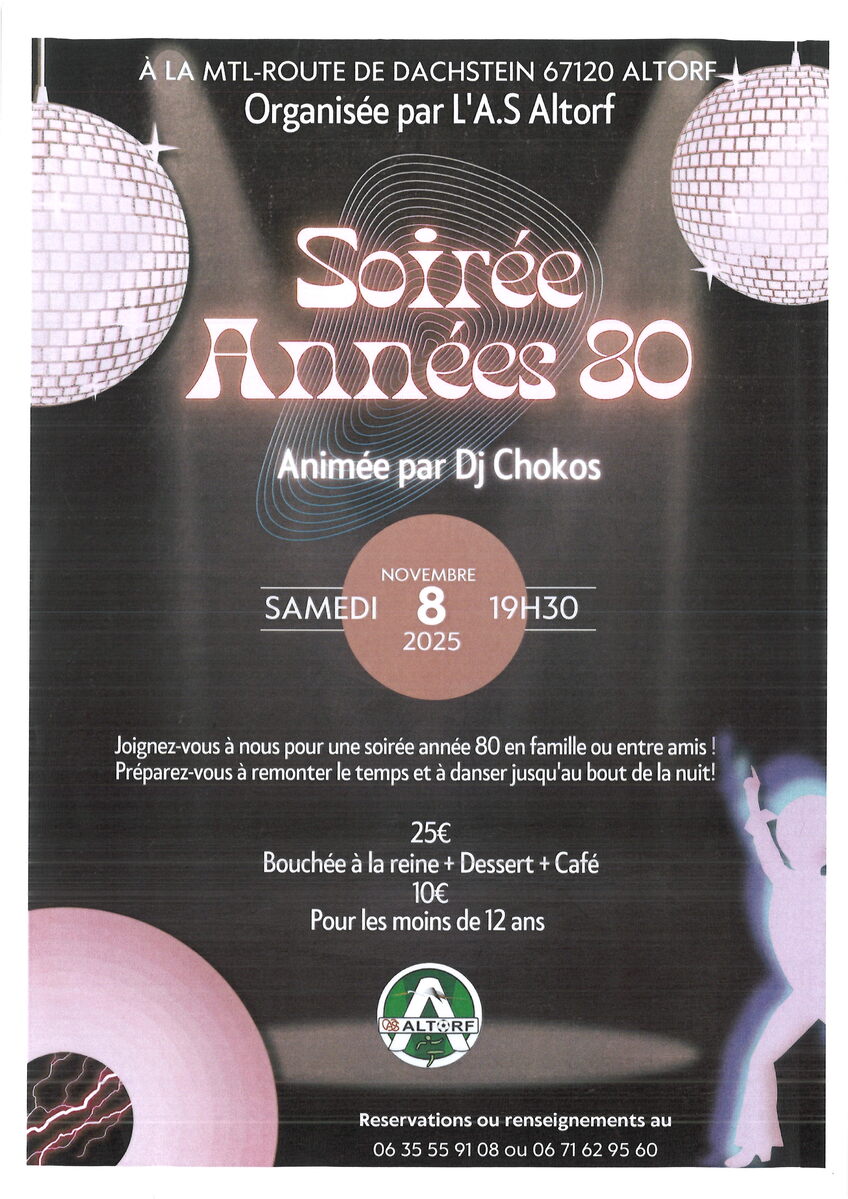 AS ALTORF : SOIRÉE ANNÉES 80
